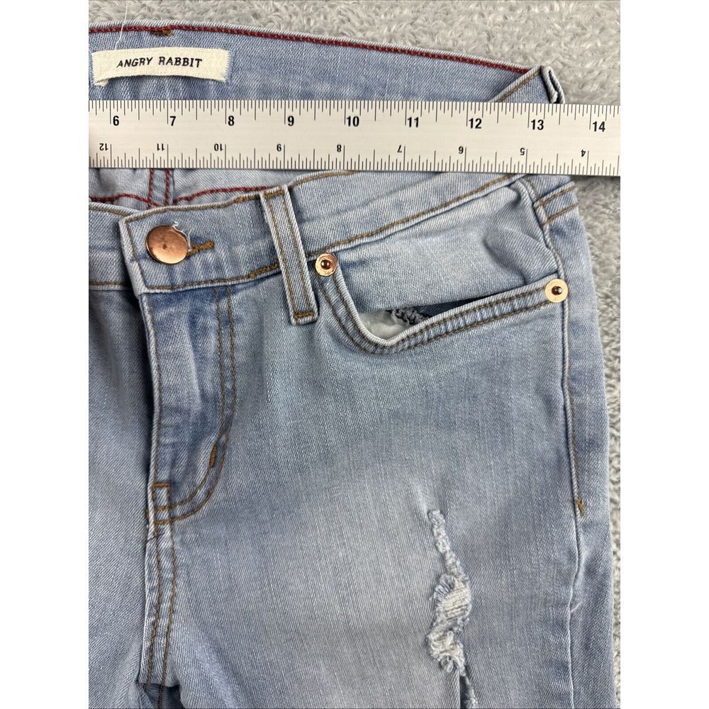 Angry Rabbit Light Washed Distressed Denim Blue Jeans JR Size 7 - Picture 10 of 11